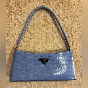 Vintage Blue Croc-Embossed Women's Bag